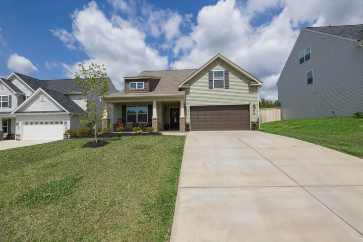 Two-story home with a two-car garage